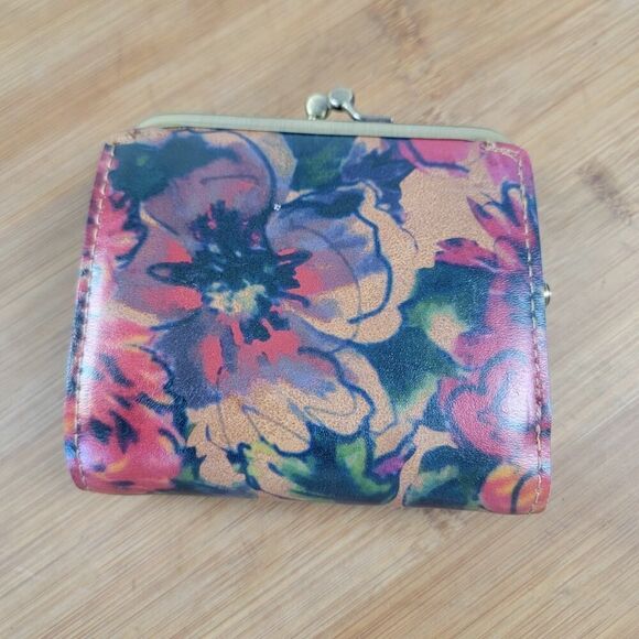 Patricia Nash Coin Purse Floral Painting Leather Wallet Flower - Picture 2 of 10